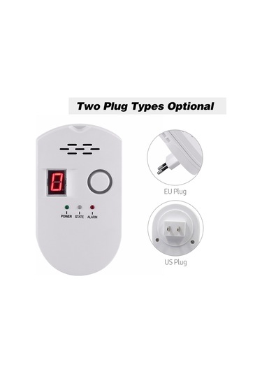 Aubyhe Eu Plug Lpg Gaz Alarmı - Yüksek Hassasiyetli Sayısal Gösterge, Yangın Tehlike Tespit Cihazı Beyaz Abs