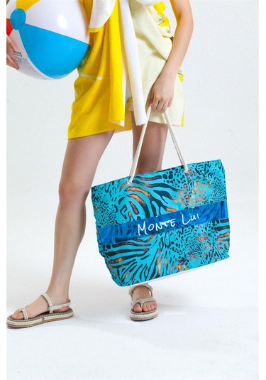 Monte Lui 1301-3 Plaj Çantası Desenli Mavi