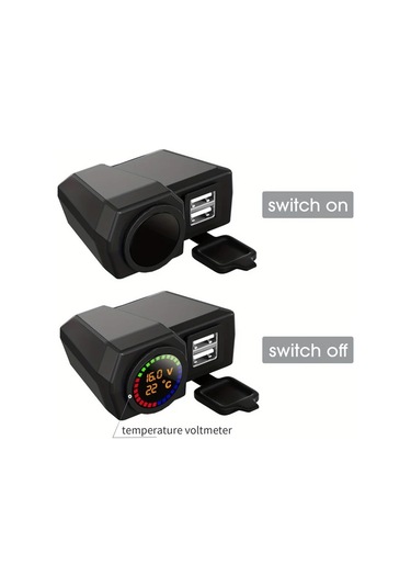 Honeybeeshop 1 Bilgisayar Drag 3 Motosiklet Şarj Cihazı Dijital Ekran Çift Usb Araç Şarj Aleti 5v3a İphone Huawei İçin