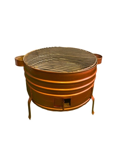 35 Cm Yüksek Ayaklı 3 Kapaklı Bakır Boyalı Yuvarlak Mangal Bakır