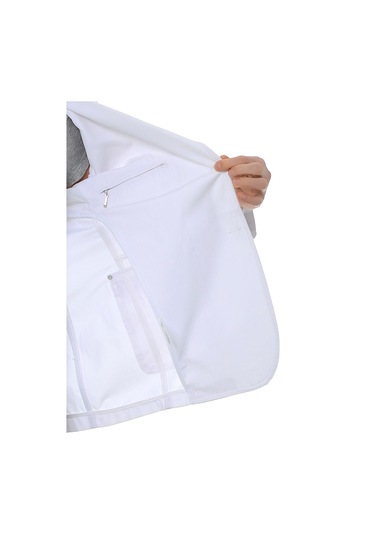 SPOSO G-125 İki Düğme Tek Yırtmaç Yarım Astar Beyaz Erkek Ceket Beyaz