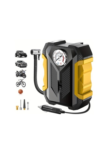 Xuweiwei Portable Air Compressor Carsun 1set Araba Oto Motosiklet Bisiklet Için 12v Dc Led Işıklı Siyah