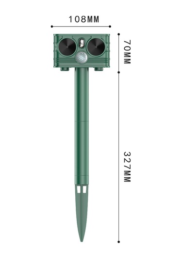 Youtek Solar Güçlü Ultrasonik Hayvan Kovucu - Lazer+led Işık+entegre Li-poly Batarya, 5 Mod, 120 Derece Geniş Açı, Ip54 Su Geçirmez, Koyu Yeşil