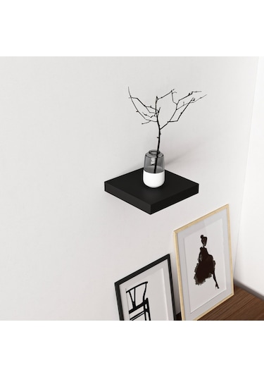 Minarmobilya Minar Gizli Tutuculu Duvar Rafı 23 Cm - M.Siyah