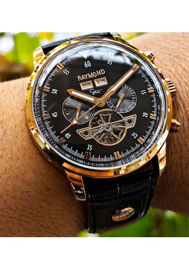 Raymond Star Seri Otomatik Erkek Kol Saati Rose Gold