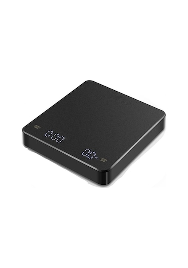 Zamanlayıcılı Kahve Tartısı, 0.1g/3kg, Şarj Edilebilir, Otomatik Kapanma, Barista İçin Siyah