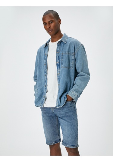 Koton Kot Şort Bermuda Slim Fit Düğmeli Cepli Orta İndigo 4sam40310nd İndigo Koton Kot Şort Bermuda Slim Fit Düğmeli Cepli Orta İndigo 4sam40310nd İndigo