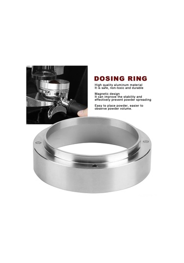 Maiyame Manyetik Değiştirme Halkalı Alüminyum Kahve Dozaj Funnel 51mm Gümüş Renk, Kahve Makinesi Uyumlu. Gümüş