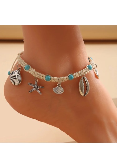 Ay Boho Denizyıldızı Kabuk Halhal Kadın Ayak Bileği Bileziği Yaz Plaj Takısıblack Black