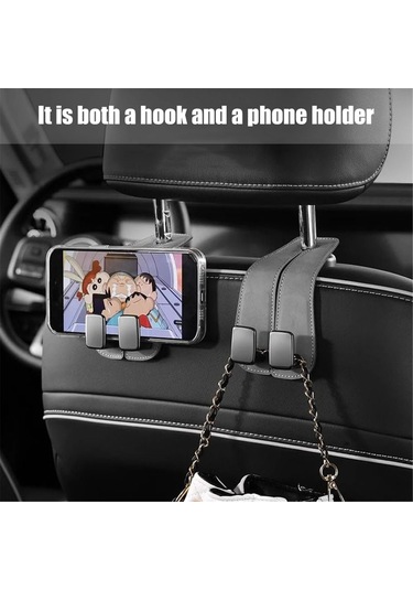 Yaozixa Araba Arka Koltuk Çift Metal Kanca - Telefon Tutucu İle Çok Fonksiyonlu, Kürk Dokulu, Logo Yok, Kahverengi 2 Adet Diğer