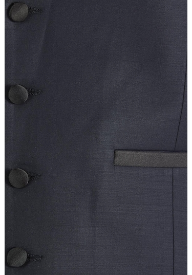 Slim Fit Saten Biyeli Lacivert Damatlık Smokin Yelek Y 120 Lacivert