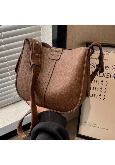 Fosenze 2024 Yeni Moda Kadın Çift Çanta Büyük+küçük - Pu Materyal, Kahve Rengi, Tek Omuz & Çapraz Çanta, Günlük Kullanıma Uygun Kahverengi