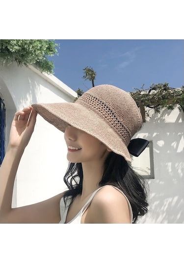 Lonnihb Kıvırcık Kenarlı Geniş Saçaklı Plaj Şapkası, Katlanabilir Güneşlikli Balıkçı Şapkası, Uv Koruma Güneş Kremi Özellikli, Hafif Ve Taşınabilir Yaz Aksesuarı Gri