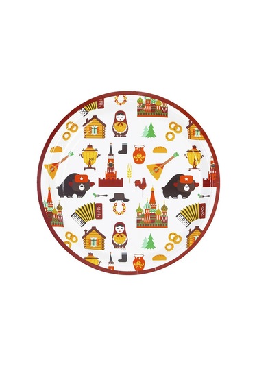 Super Prazdnik Rus Tarzı 23cm 6'lı Tek Kullanımlık Tabaklar 355097297 100 adet