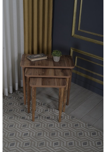 Zigon Sehpa Kr Ve Orta Sehpa Kr Torna Set Ceviz