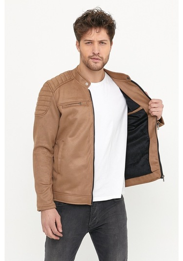 Erkek Vizyon Dar Kesim Süet Ceket Mont-Vizon