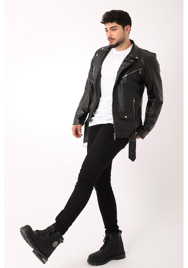 Stil Kombin Kuzey Beli Kemerli Suni Deri Ceket Bl 1261(553208203)