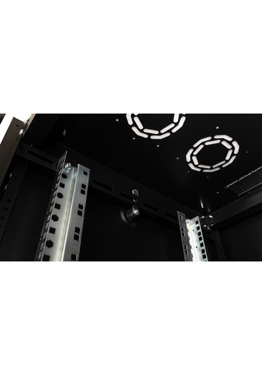 Lande Demonte 42u 600x600 Hyperline Dikili Tip Rack Kabinet Siyah Ön Cam Kapak / Tekerlekli