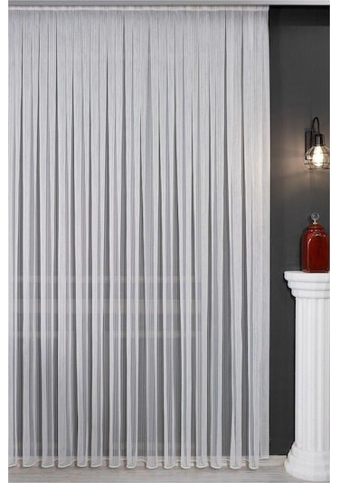 Kırık Beyaz Düz Tül Perde Zincir Çizgili Normal Pile 1'e 2,5 Pile-kırık Beyaz Kırık Beyaz