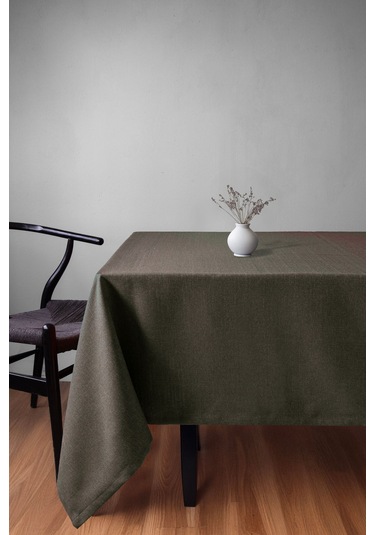 Keten Dokulu Haki Masa Örtüsü Zengin Renk Seçenekli Haki
