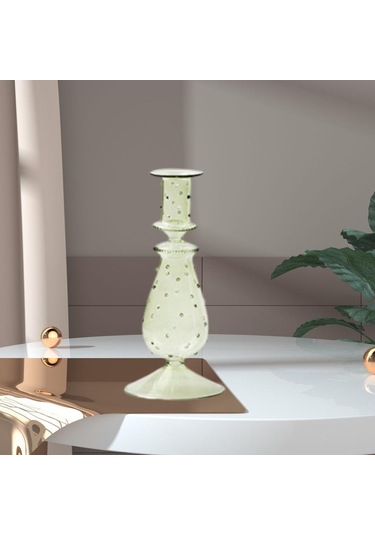 Suntek Cam Mumluk Standı Şamdan Dekor Yemek Noel 9x20.5cm Yeşil