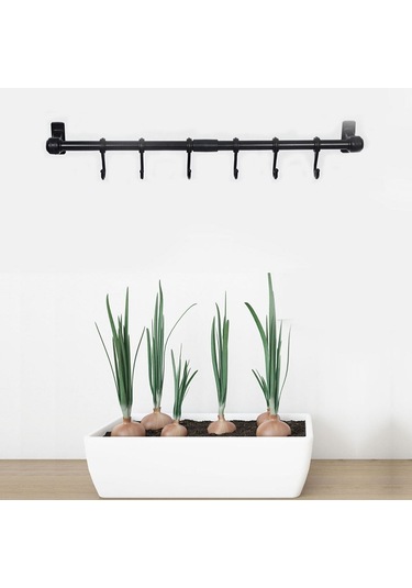 Duvara Monte Edilen 6 Kancalı Dekor Kaşıklık Ve Kupa Askısı Ahşap - Beyaz