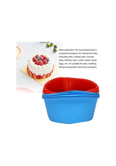 Ulzyvf Silikon Pişirme Tepsisi Mutfak Pişirme Mavi&kırmızı 4 Adet 10 İnç Kalıp Kabı Kırmızı - Mavi