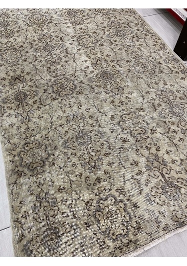 El Dokuma Eskitme 120X205 Krem Naturel %100 Yün Vintage Halı ! Krem