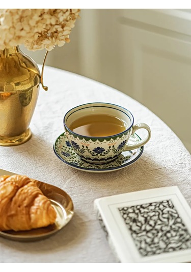 Roomi Desenli Seramik Çay Takımı 320 Ml, Fincan Ve Tabak 230280424 Beyaz