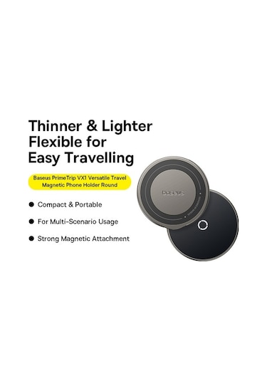 Tongxida Baseus Primetrip Vx1 Çok Yönlü Seyahat Manyetik Telefon Tutucu Ultra İnce Katlanabilir Araç Cep Telefonu Braketi Siy Siyah