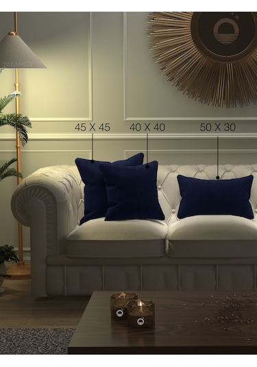 Lacivert Kırlent , Yastık Kılıfı Kadife Görünümlü Velvet Touch Serisi Lacivert