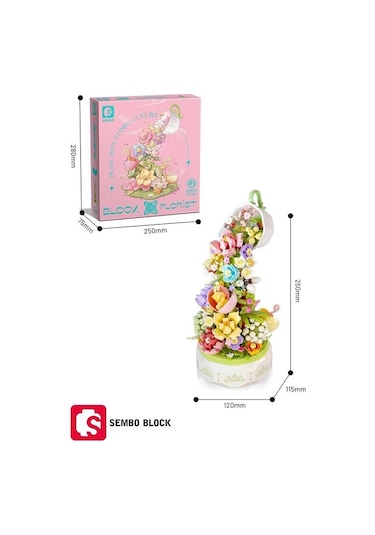 Sembo Block Huayan Cayı Muzikli Florist Seti 575 Parça Yapı Blokları