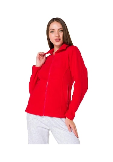 Şensel, Kadın Polar Mont, Kırmızı -99E302- Cepli, Outdoor