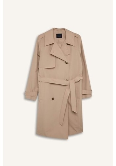 Defacto Su İtici Mevsimlik Trençkot Kruvaze Yaka Düğmeli Cepli Kemerli Apoletli A0593ax25spbn425 Kahve