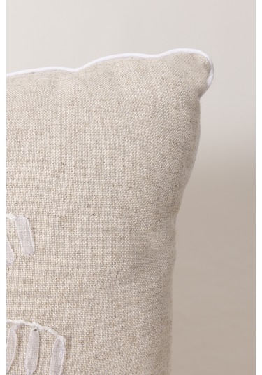 Koza Home Pure Krem Beyaz Püsküllü Dekoratif Boncuk Elyaf İç Dolgulu Kırlent Krem Beyaz