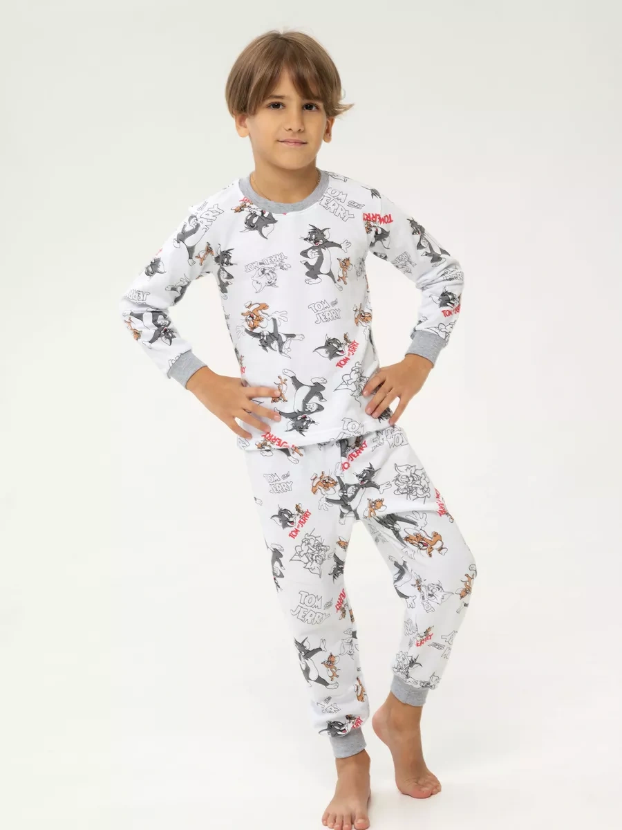 Lapula : &promokot Tom Ve Jerry Baskılı Çocuk Pijama Takımı Sıcak 188453059 Beyaz