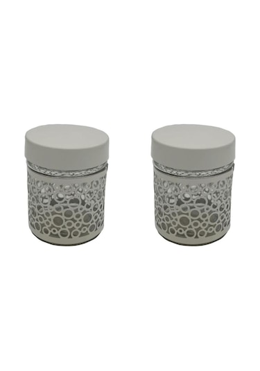 Fidex Home 2'li Renkli Cam Kavanoz Saklama Kabı 250ml Beyaz
