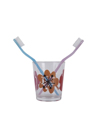 DİŞ FIRÇALIK VE MACUN KABI KIRMIZI PAPATYA AKRİLİK 8X8X9CM 350ML Diğer