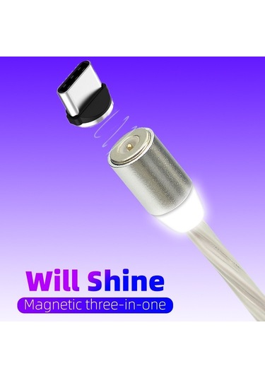 Yaratıcı 360 Adsorpsiyon Üç Renk Saleti Tip-c Manyetik Şarj Kablosu