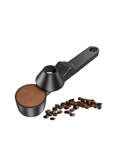 Fosenze Ev Kullanıma Siyah Abs Kahve Konik Ve Kaşık Seti - Tekrarlı Kapsüllere Kolay Doldurma, Fazla Kahveyi Temizleme, Taze Kahve Hazırlama Aksesuarı Siyah