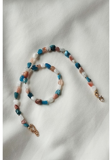 Badeaccessories Apatit Güneş Taşı Ay Taşı Amorf Doğaltaş Kolye