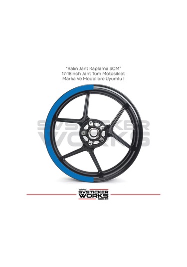 Motosiklet Jant Şeridi Jant Sticker Yarım Kaplama Daire 17-18 İnch Jant Motor Uyumlu Mavi