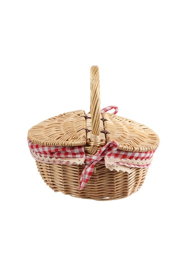 Xiaaokeji Kapaklı Country Tarzı Hasır Piknik Sepeti Sepet Kahverengi
