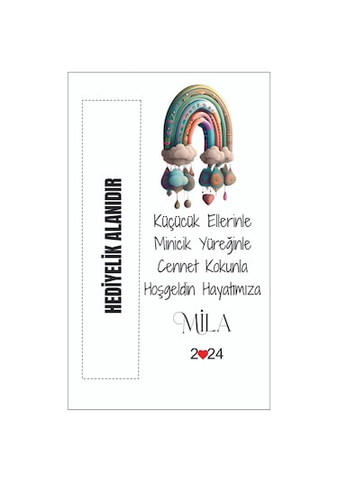 Kişiye Özel Hediyelik Yenidoğan Kartı 9x15 Cm 100 Adet