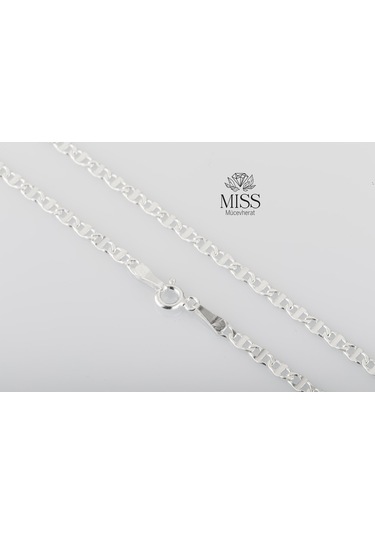 925 Ayar Gümüş Bar Model Zincir Kolye Genişlik 2,8 Mm