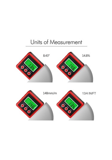 Pazly 3 Düğmeli Mini Dijital Eğim Kutusu Kırmızı - İnklinometre - Hassas Ölçüm Diğer