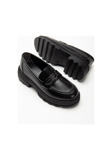 746-759 Siyah Yanki Yüksek Tabanlı Loafer Ayakkabı Siyah