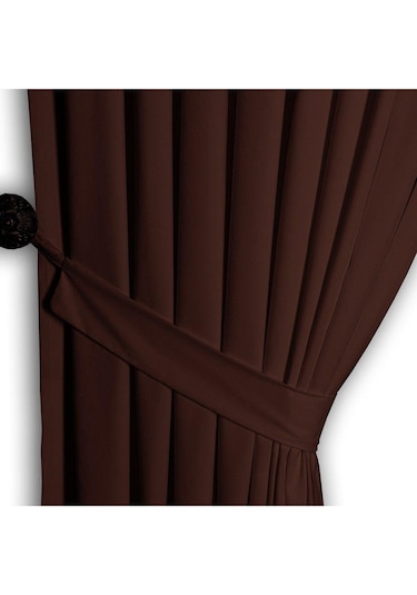 Koyu Kahve Ada Fon Perde Normal Pile 1'e 2,5 Pile-koyu Kahve Koyu Kahverengi