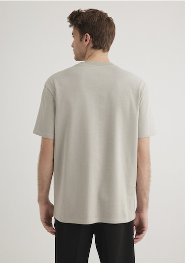 Mavi - Bisiklet Yaka Gri Basic Tişört 0611596-70100 Gri