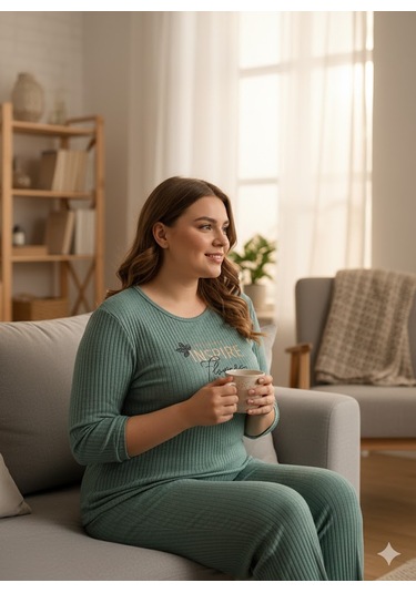 Kadın Yeşil İnspire Pijama Takımı Yeşil